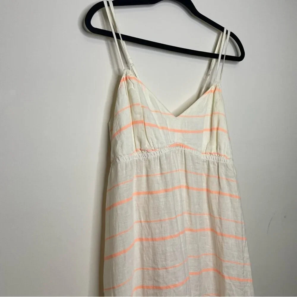 J.CREW Linen Cotton Blend Peach Cream Stripes Midi Dress No Size Tag - Picture 14 of 15